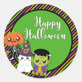 Frohe Halloween-Sticker mit Monstern Runder Aufkleber