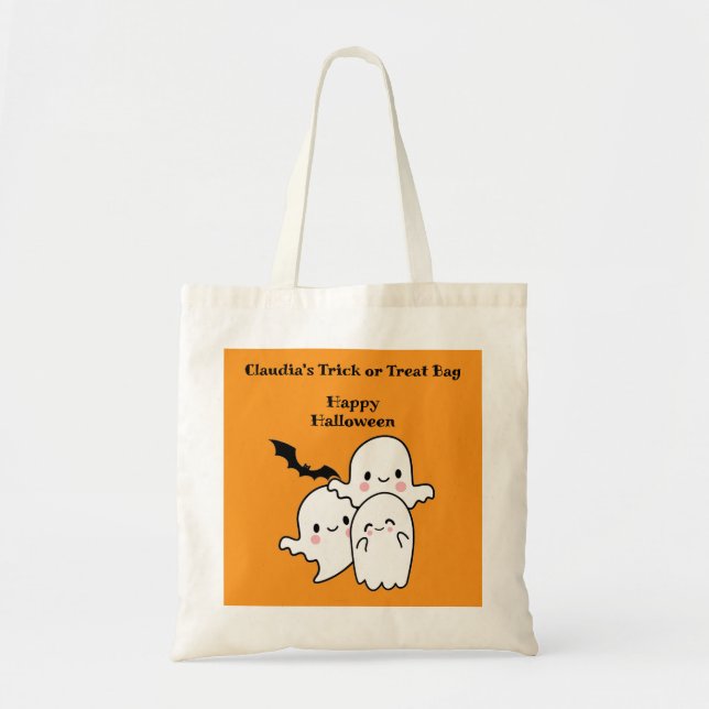 Frohe Halloween TRICK oder TREAT Ghost Bats Tragetasche (Vorne)