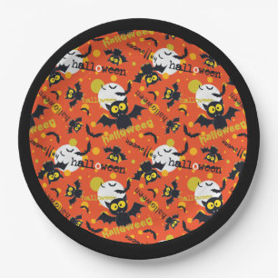 Frohe Halloween Vampire Bat Vollmond Fangs Pappteller