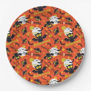 Frohe Halloween Vampire Bat Vollmond Fangs Pappteller