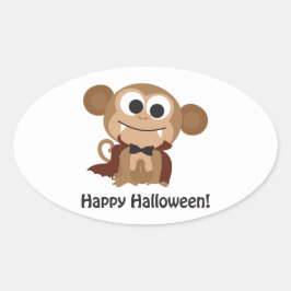 Frohe Halloween! Vampire Monkey Ovaler Aufkleber