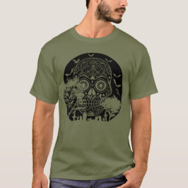 Frohe Halloween Zucker Schädel Friedhof Vollmond 3 T-Shirt