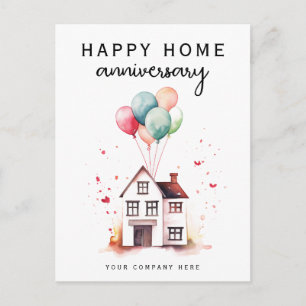 Frohe Haus-Jubiläum Haus Ballons Immobilien Postkarte