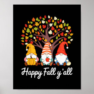 Frohe Herbst euch alle Gnom Kürbis Herbstlaub Dank Poster