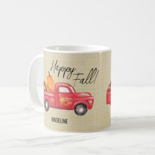 Frohe Herbst-Rot-LKW-Name-Kürbisse Kaffeetasse
