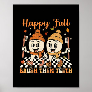 Frohe Herbst-Zähneputzen-Zahnarzt-Zahnmedizin-Than Poster