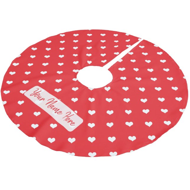 Frohe Herzen Valentinstag Modernes Liebesmuster Polyester Weihnachtsbaumdecke (Schrägansicht)