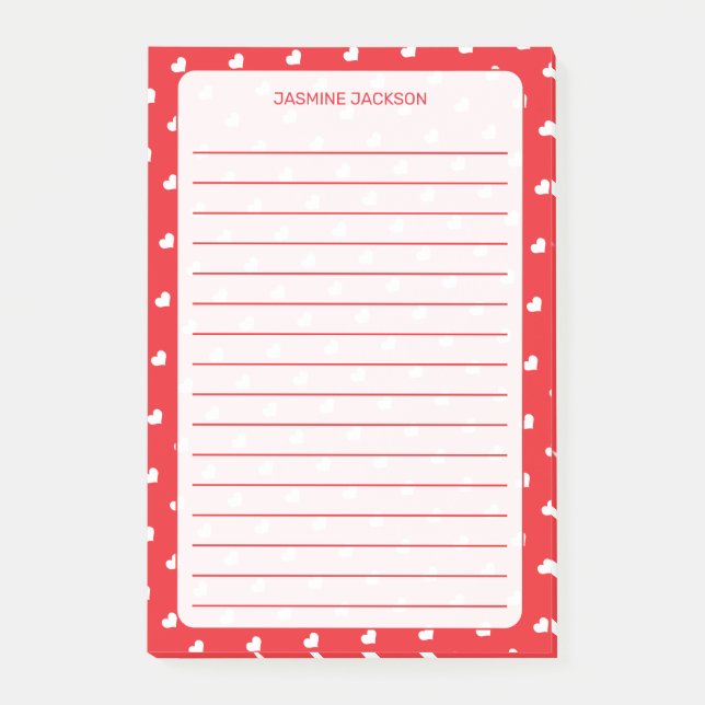 Frohe Herzen Valentinstag Modernes Liebesmuster Post-it Klebezettel (Vorderseite)