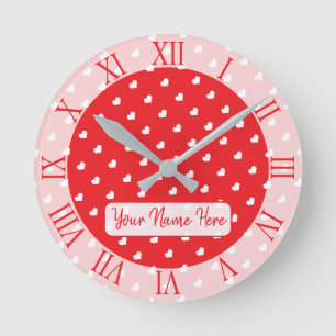 Frohe Herzen Valentinstag Modernes Liebesmuster Runde Wanduhr