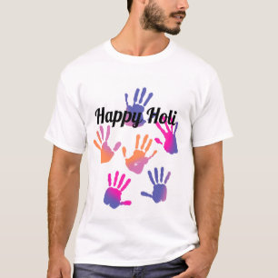 Frohe Holi Farbige Handabdruck T-Shirt