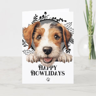Frohe Howlidays Drahthaar-Foxterrier-Hund Weihnach Feiertagskarte