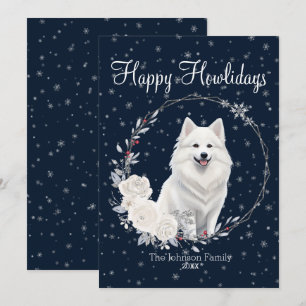 Frohe Howlidays Niedlicher Amerikanischer Eskimo H Feiertagskarte
