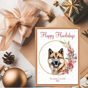 Frohe Howlidays Süße Akita-Hund Feiertagspostkarte