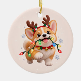 Frohe Howlidays Süße Corgi Keramik-Weihnachtsdekor Keramik Ornament