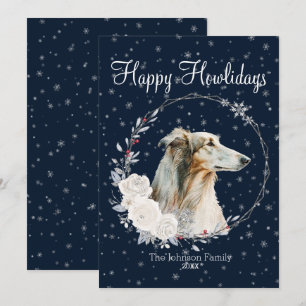 Frohe Howlidays Süßer Borzoi Hund Feiertagskarte