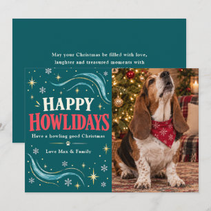 Frohe Howlidays Weihnachts-Hunde-Foto Feiertagskarte