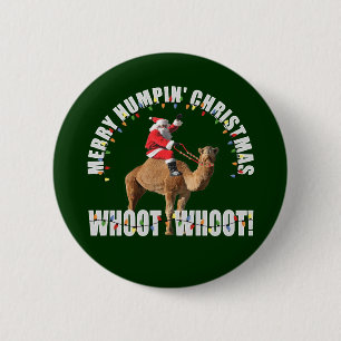 Frohe Humpin Weihnachten Sankt u. Kamel Button