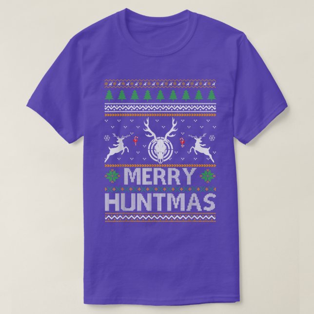 Frohe Huntmas Hirsche Jagd hässliche Weihnachtskra T-Shirt (Design vorne)