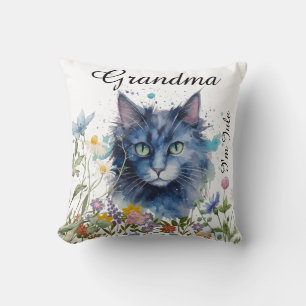 Frohe Internationale Katze Tag Aquarell Wildblume Kissen