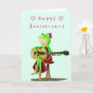 Frohe Jubiläumskarte Romantischer Frosch mit Gitar Karte