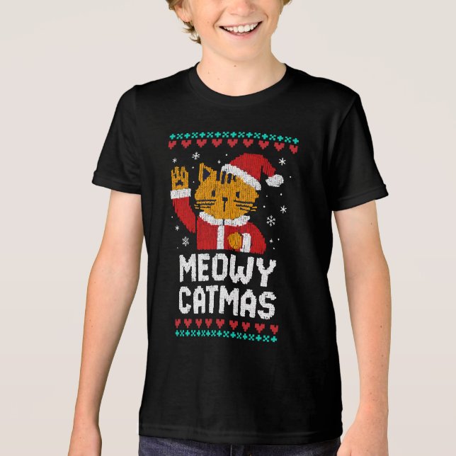 Frohe Katmas Tri-Blend Shirt (Vorderseite)