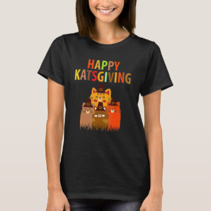 Frohe Katsgiving-Erntedankfest-Katzen-Pilgerhut T-Shirt