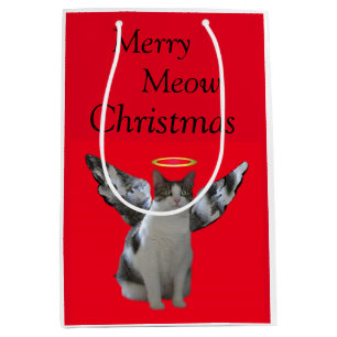 Frohe Katzen-Engels-Weihnachten Mittlere Geschenktüte