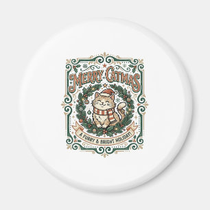 Frohe Katzenweihnacht Katze Weihnachten Vintage Ve Magnet