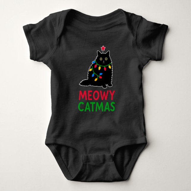 Frohe Katzenweihnachten Baby Strampler (Vorderseite)