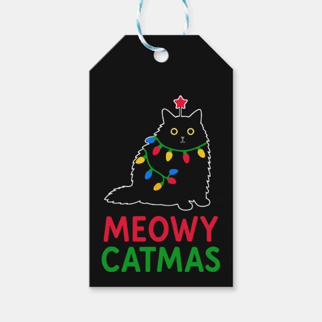 Frohe Katzenweihnachten Geschenkanhänger (Vorderseite)