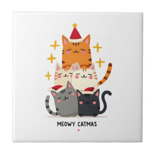 Frohe Katzenweihnachten Katze Weihnachtsbaum Xmas Fliese