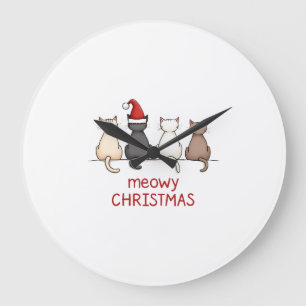 Frohe Katzenweihnachten Süße Kätzchen Katzen Weihn Große Wanduhr