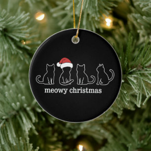 Frohe Katzenweihnachten Süße Kätzchen Katzen Weihn Keramik Ornament