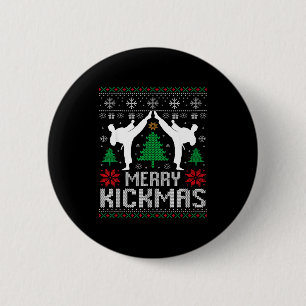 Frohe Kickmas Karate Jiu Jitsu Hässliches Weihnach Button