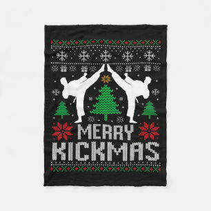 Frohe Kickmas Karate Jiu Jitsu Hässliches Weihnach Fleecedecke