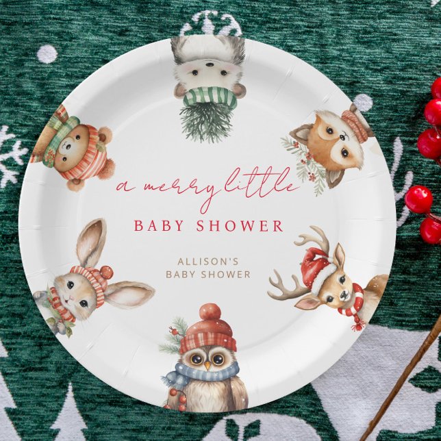 Frohe kleine Babydusche Weihnachtswald Tier Pappteller (Von Creator hochgeladen)