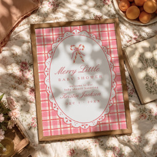 Frohe kleine Babyparty - Rosa & Roter Willkommensg Poster