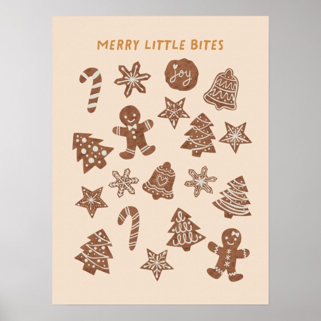 Frohe kleine Bites Weihnachtskekse Gelb Poster (Vorne)