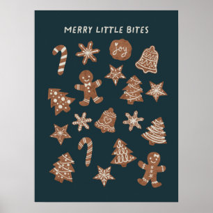 Frohe kleine Bites Weihnachtskekse Grün Poster
