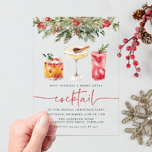Frohe kleine Cocktail-Weihnachtsfeier Acryleinladungen