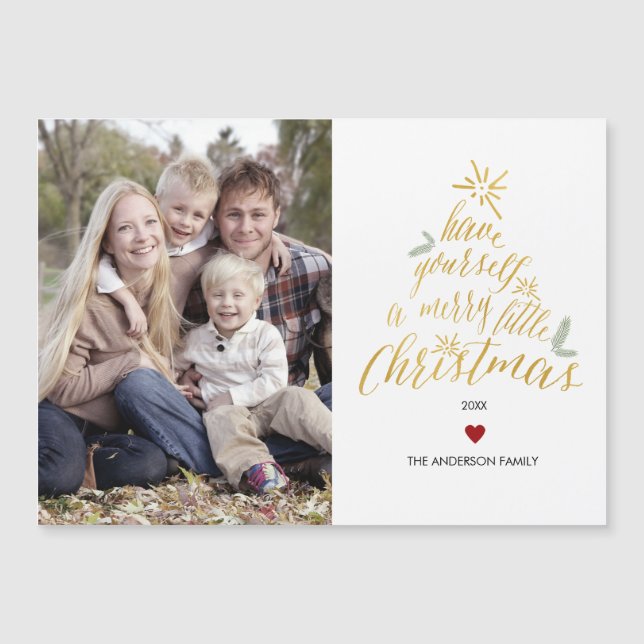 Frohe kleine Weihnachten - magnetische Fotokarte Magnetkarte (Vorderseite)