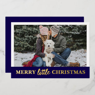 Frohe kleine Weihnachten Personalisiertes Foto und Folien Feiertagskarte