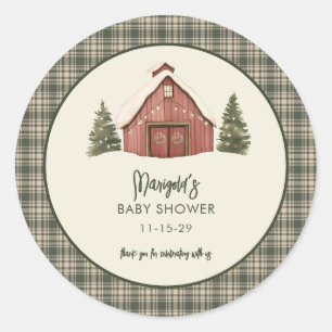 Frohe kleine Weihnachten Rustikale Babyparty  Runder Aufkleber