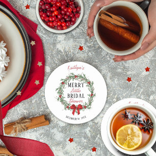 Frohe kleine Weihnachts-Brautparty Runder Pappuntersetzer