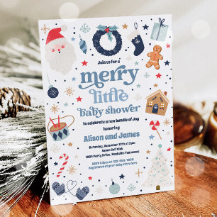 Frohe kleine Weihnachtsdusche rot und blau Einladung
