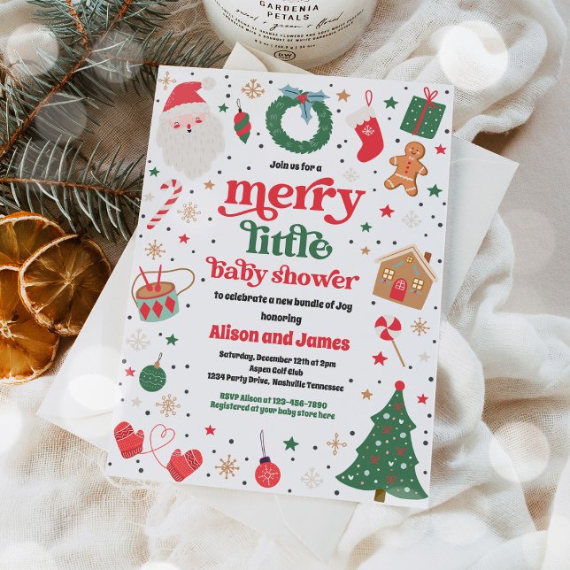 Frohe kleine Weihnachtsdusche rot und blau Einladung (Von Creator hochgeladen)