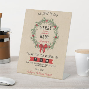 Frohe kleine Weihnachtsdusche Willkommen Sockelschild