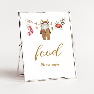 Frohe kleine Weihnachtskleidung Essen Schild