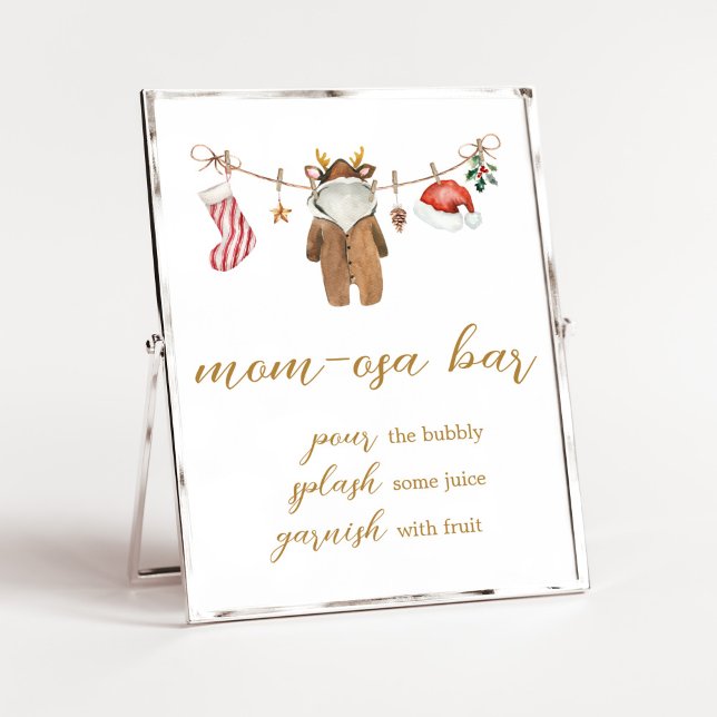 Frohe kleine Weihnachtskleidung Mama Osa Bar Poster (Merry Little Clothes Baby Shower Mom Osa Bar Sign)