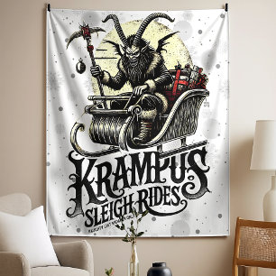 Frohe Krampus-Weihnachten Krampus-Schlittenfahrten Wandteppich